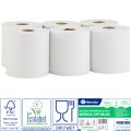 Ręczniki papierowe w roli, MERIDA OPTIMUM CENTER PULL MAXI ECOLABEL, dwuwarstwowe, białe, średnica 19,5 cm, długość 150 m, zgrzewka 6 rolek